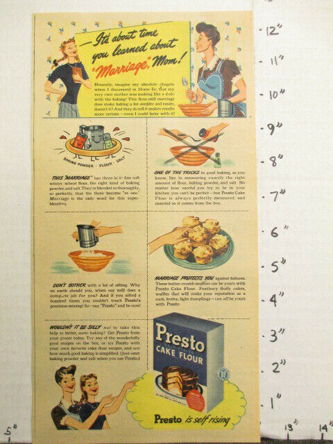 Newspaper Ad Nyt 1945 Presto Self Rising Cake Flour Best Foods Marriage Mom