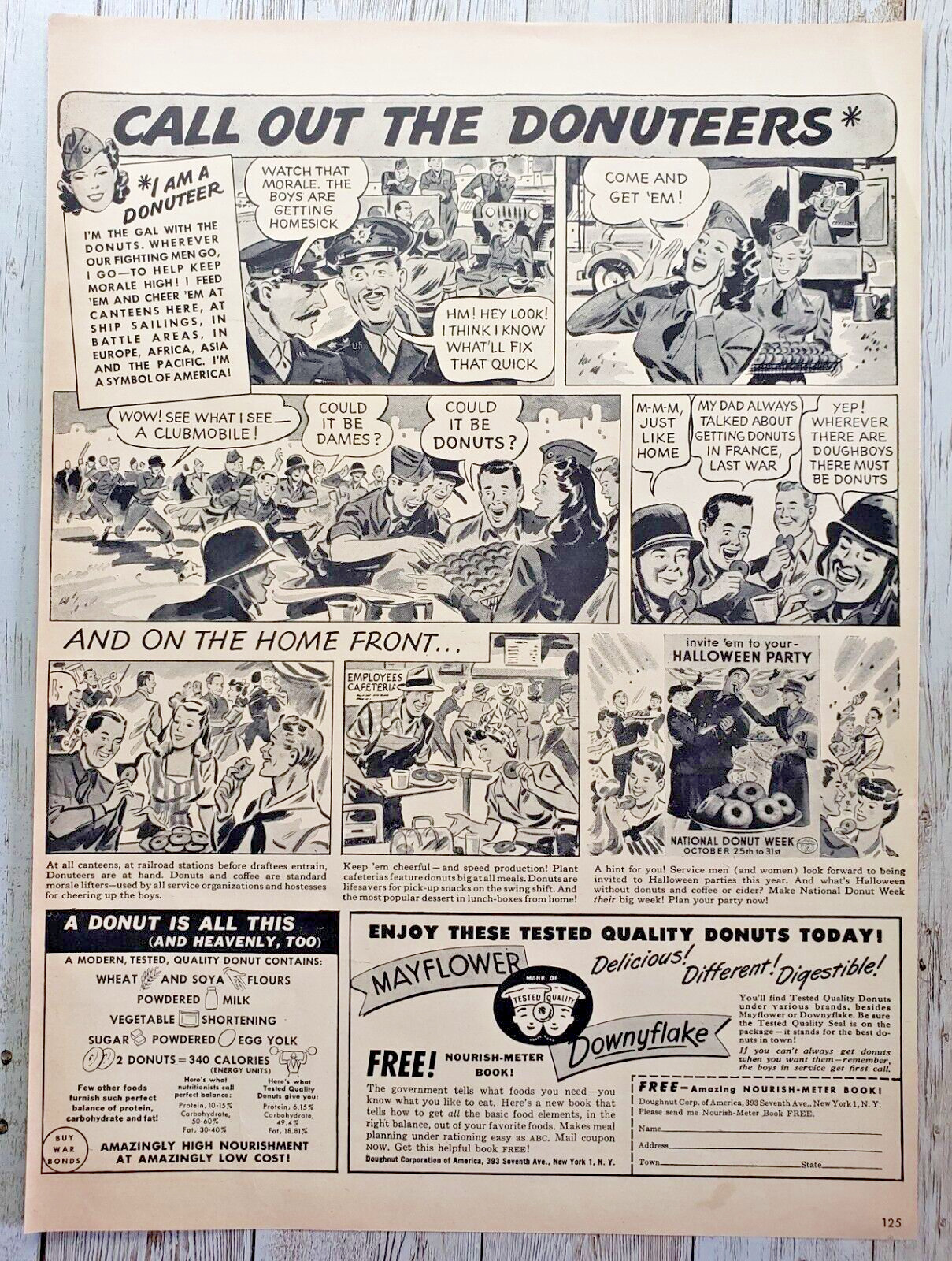 1943 Print Ad Doughnut Corp Of America Standard Donuts Morale Lifters Coffee